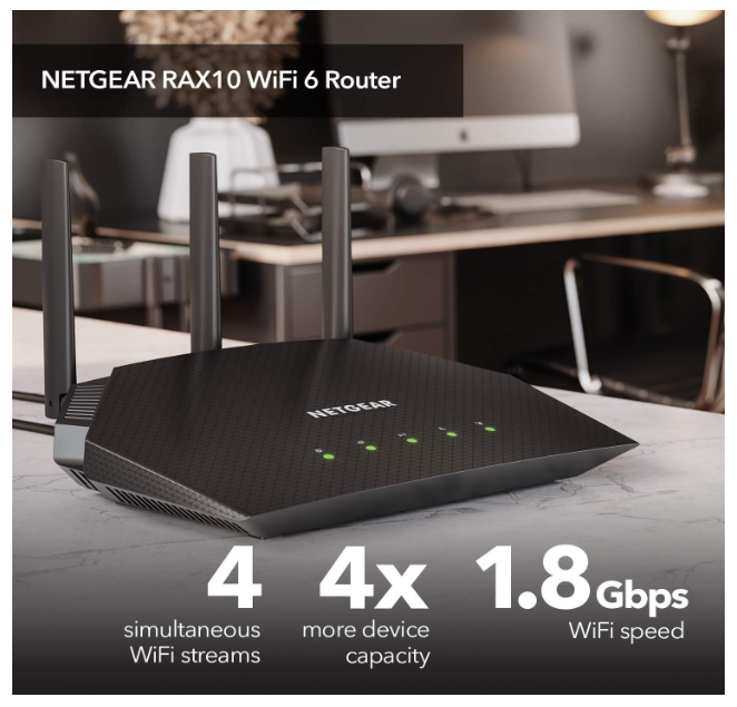 Netgear 4-Stream (RAX10) AX1800 (Wi-Fi 6) Dual-Band Router