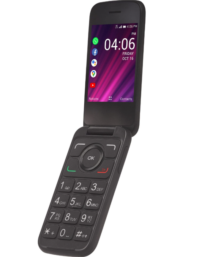TCL 2.8" Flip Smart Phone 4058E – 8GB – 4G LTE – Unlocked – Volcano Black -  Open Box